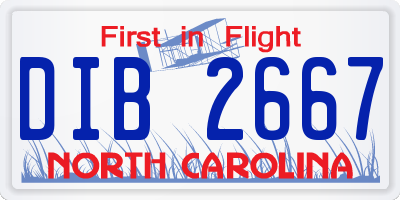NC license plate DIB2667