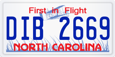 NC license plate DIB2669