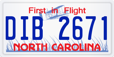 NC license plate DIB2671