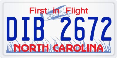 NC license plate DIB2672