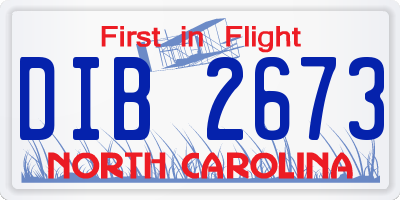 NC license plate DIB2673