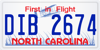 NC license plate DIB2674