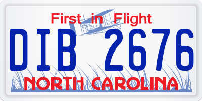 NC license plate DIB2676