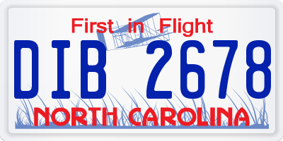 NC license plate DIB2678