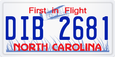 NC license plate DIB2681