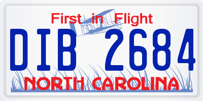 NC license plate DIB2684