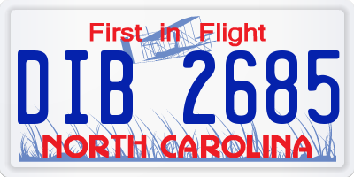 NC license plate DIB2685