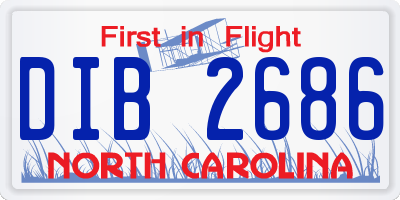 NC license plate DIB2686