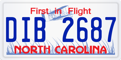 NC license plate DIB2687
