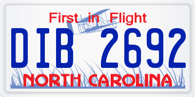 NC license plate DIB2692