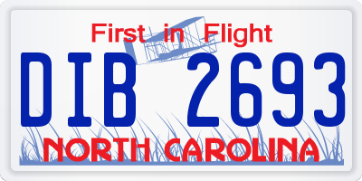 NC license plate DIB2693