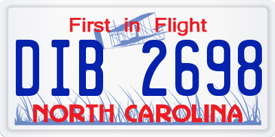 NC license plate DIB2698