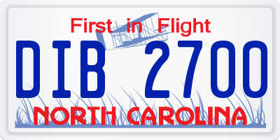 NC license plate DIB2700