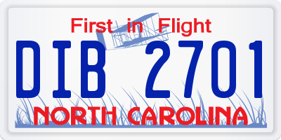 NC license plate DIB2701