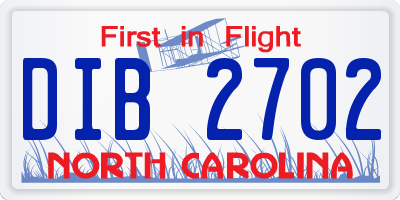 NC license plate DIB2702