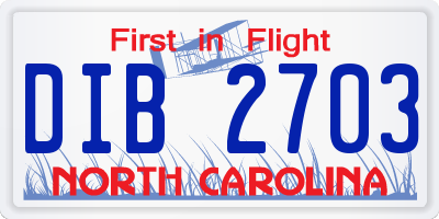 NC license plate DIB2703