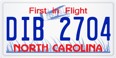 NC license plate DIB2704