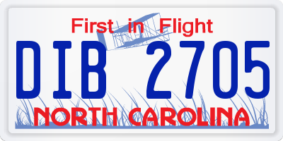 NC license plate DIB2705