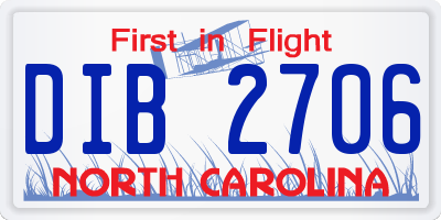 NC license plate DIB2706