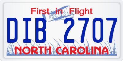 NC license plate DIB2707