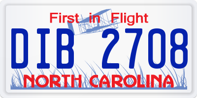 NC license plate DIB2708