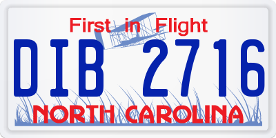 NC license plate DIB2716