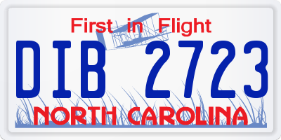 NC license plate DIB2723
