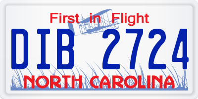 NC license plate DIB2724
