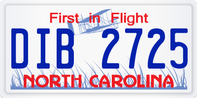 NC license plate DIB2725