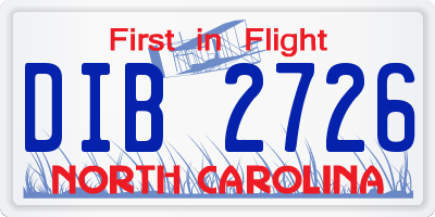 NC license plate DIB2726
