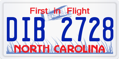 NC license plate DIB2728