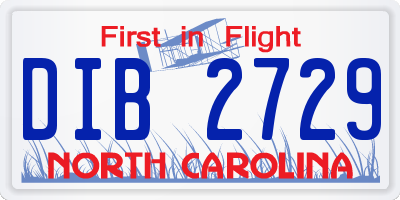 NC license plate DIB2729