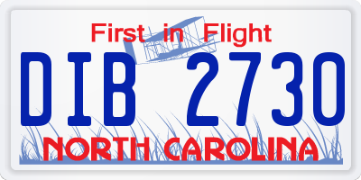 NC license plate DIB2730