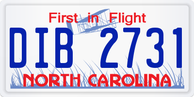 NC license plate DIB2731