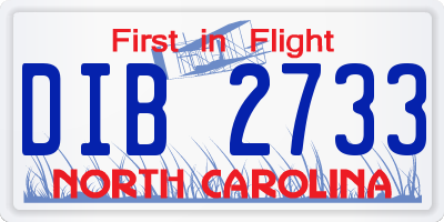 NC license plate DIB2733