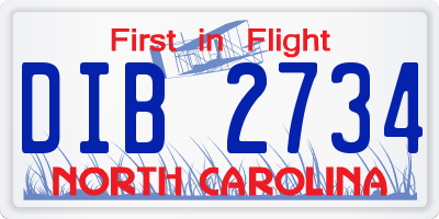 NC license plate DIB2734
