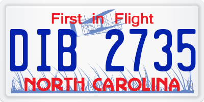 NC license plate DIB2735