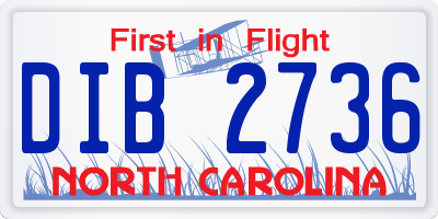 NC license plate DIB2736