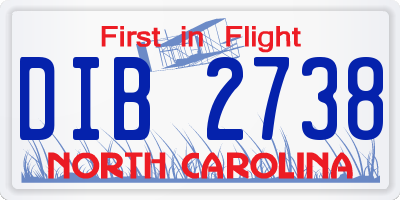NC license plate DIB2738
