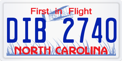 NC license plate DIB2740