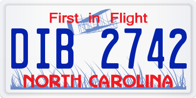 NC license plate DIB2742