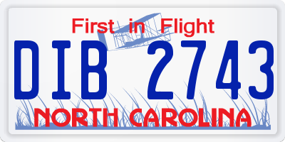 NC license plate DIB2743