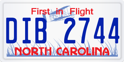 NC license plate DIB2744