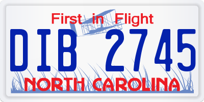 NC license plate DIB2745