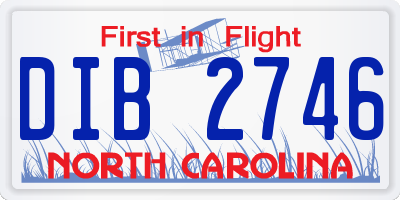 NC license plate DIB2746