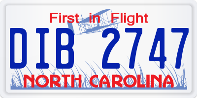 NC license plate DIB2747
