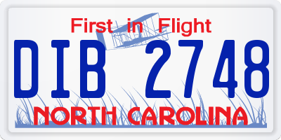 NC license plate DIB2748