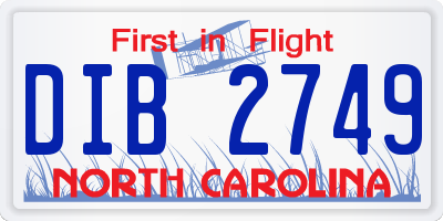 NC license plate DIB2749