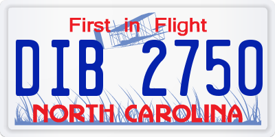 NC license plate DIB2750