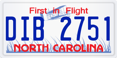 NC license plate DIB2751
